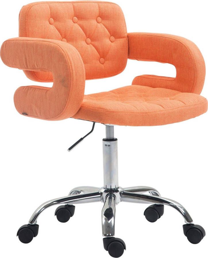 Luxe Comfort Bureaustoel Barkruk Chesterfield In hoogte verstelbaar Polyester Oranje 62x55x90 cm