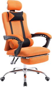 Luxe Comfort Bureaustoel Bureaustoelen voor volwassenen Voetensteun Hoofdsteun Stof Oranje 60x155x130 cm