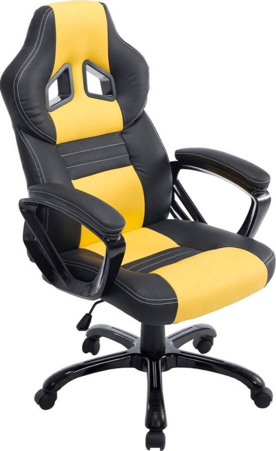Luxe Comfort Bureaustoel Gamestoel Design Ergonomisch Kunstleer Geel zwart 65x70x124 cm