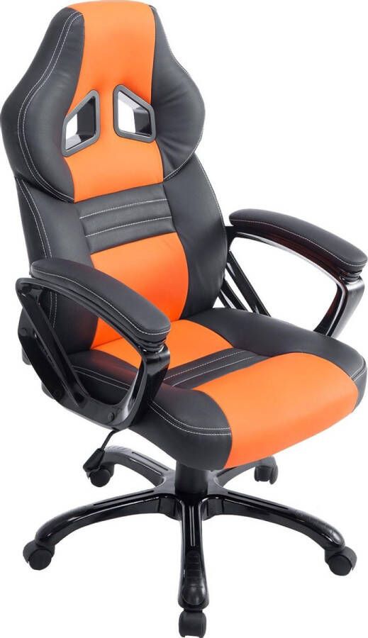 Luxe Comfort Bureaustoel Gamestoel Design Ergonomisch Kunstleer Oranje zwart 65x70x124 cm