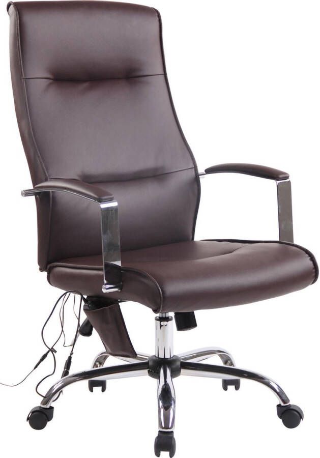 Luxe Comfort Bureaustoel Massagestoel Afstandsbediening Ergonomisch Kunstleer Bruin 63x72x124 cm