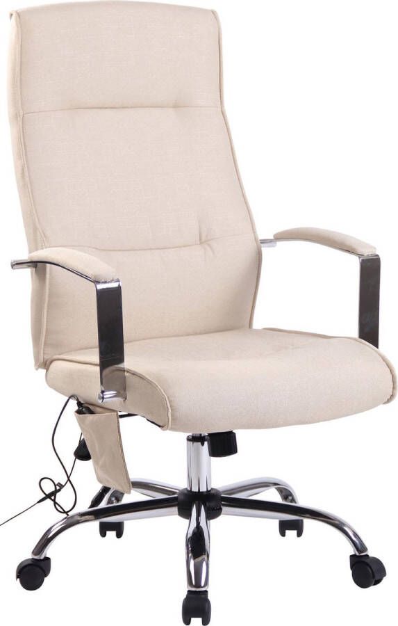 Luxe Comfort Bureaustoel Massagestoel Afstandsbediening Ergonomisch Kunstleer Crème 63x72x124 cm