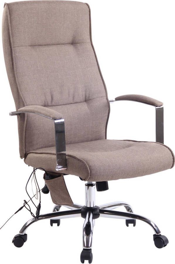 Luxe Comfort Bureaustoel Massagestoel Afstandsbediening Ergonomisch Kunstleer Taupe 63x72x124 cm