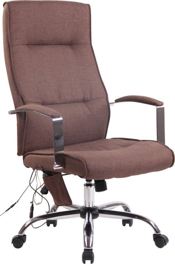 Luxe Comfort Bureaustoel Massagestoel Afstandsbediening Ergonomisch Stof Lichtbruin 63x72x124 cm