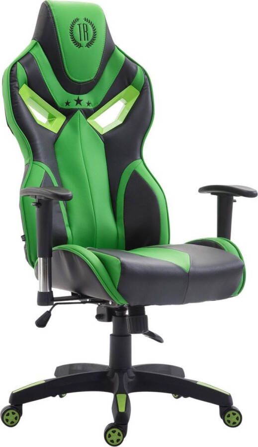 Luxe Comfort Gamingstoel volwassenen kunstleer sportief design groen zwart 76x72x133