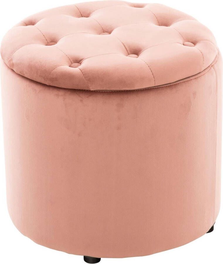Luxe Comfort Poef kruk Knopen Fluweel Roze