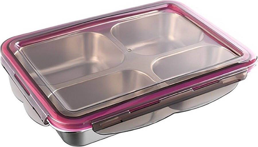 LuxeBass 4-vakken Lunchbox Lunchtrommel | Luchtdicht Lekvrij Nestbaar | Magnetron- en Vaatwasserbestendig LB601