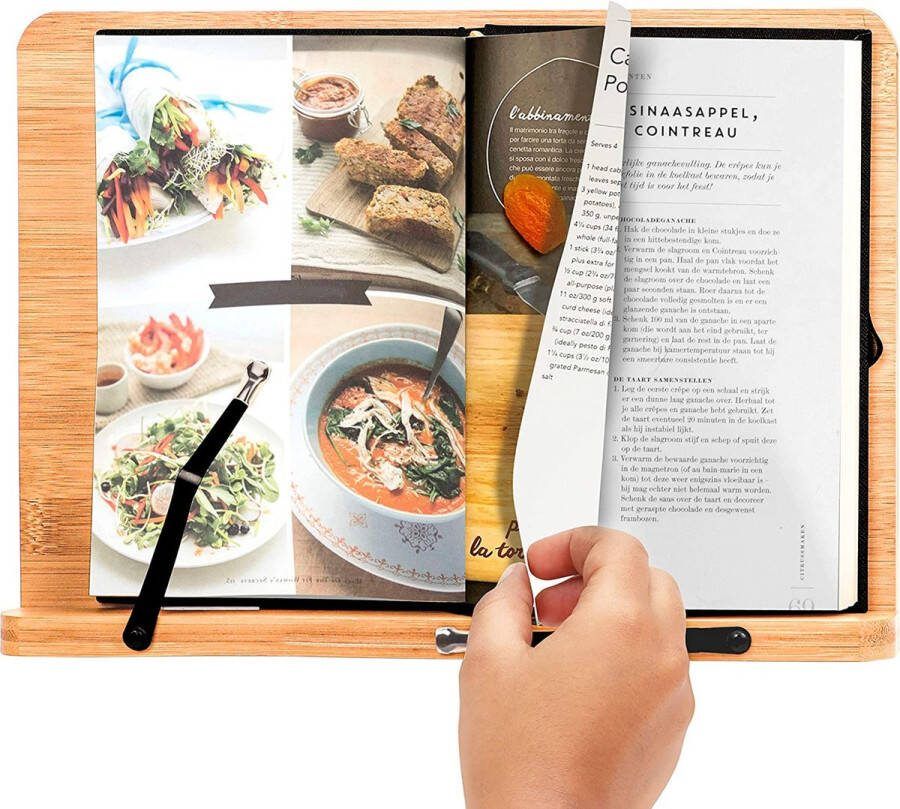 LuxeBass Leesstandaard Boekenstandaard Kookboekstandaard Boekenhouder Boekensteun Boekenstandaard Hout Boekenstandaard Bamboe Tablethouder Ipadhouder Inklapbaar