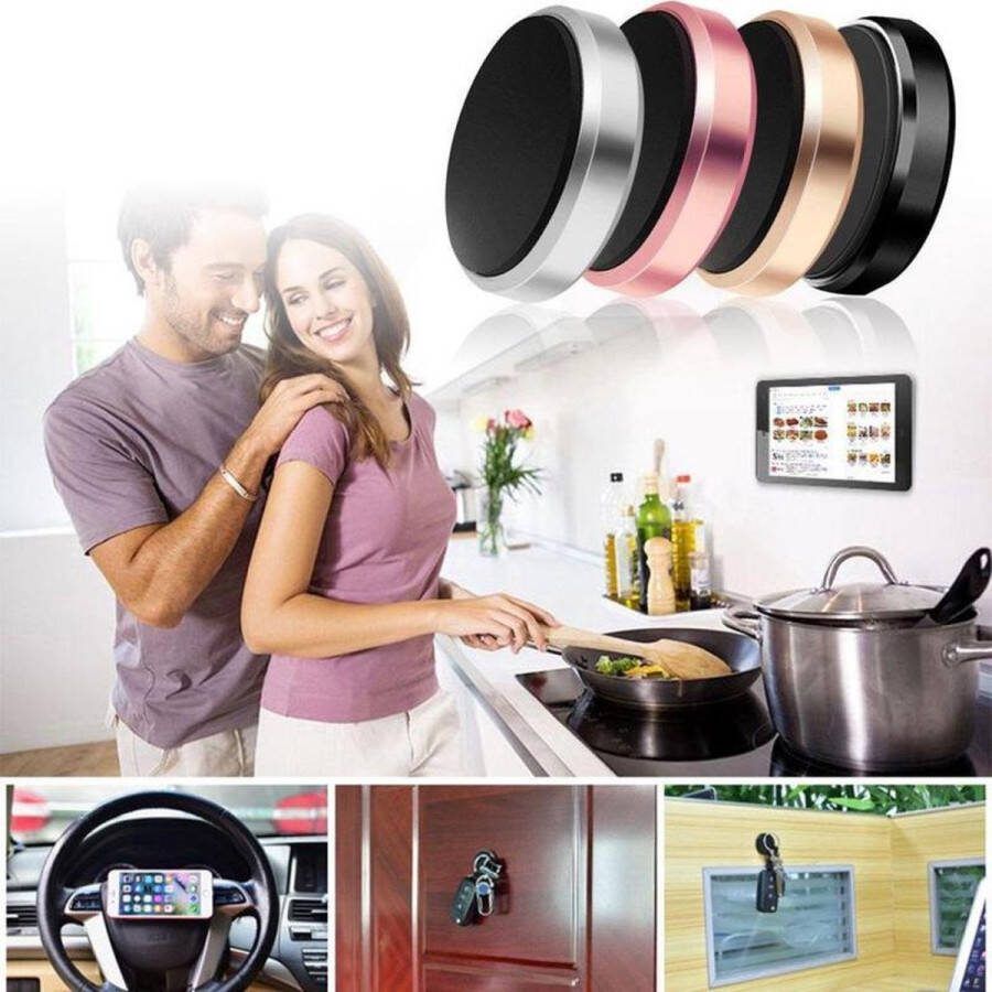 LuxeBass Magneet Rotatie Telefoonhouder Sterk Magneet Telefoonhouder Magnetische houder Magneet voor in de auto muur kast thuis en keuken Goede Kwaliteit Magneten zwart