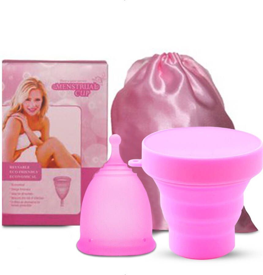 Luxegoed Herbruikbare Menstruatiecups luxe opbergzakje – Large – inclusief sterilisatie cup