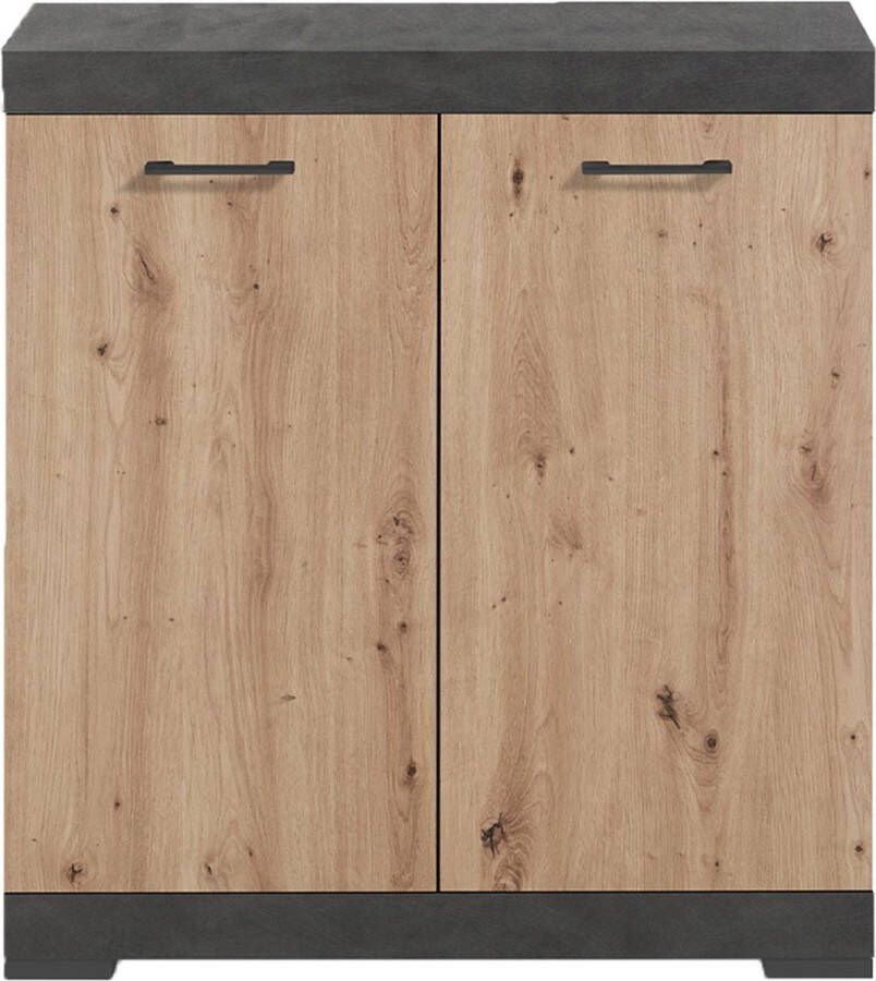 LuxeLivin' FMD-Kast-met-2-deuren-80x34 9x89 9-cm-grijs-en-artisan-eikenkleurig