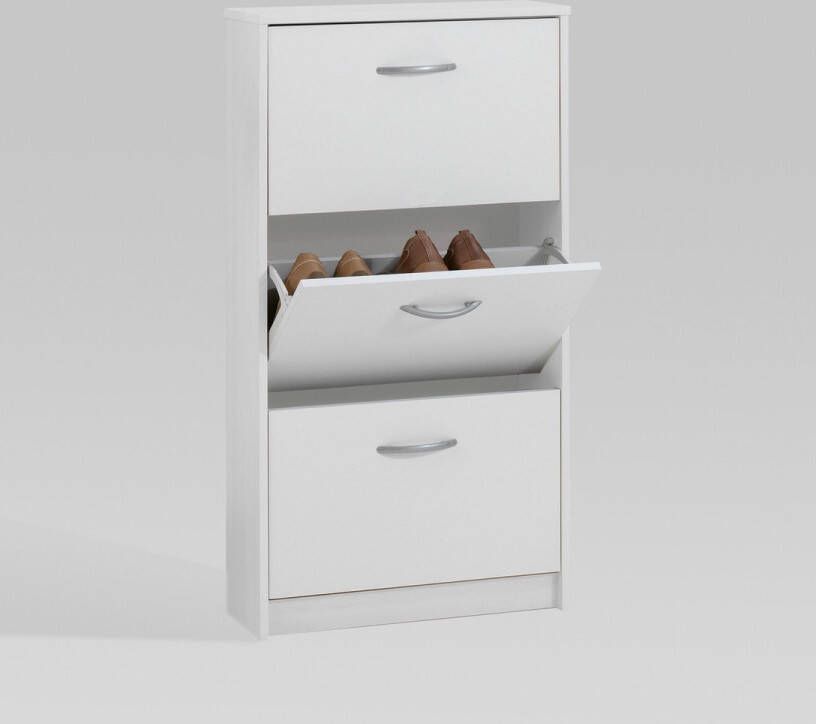 LuxeLivin' Schoenenkast met 3 kantelende vakken wit