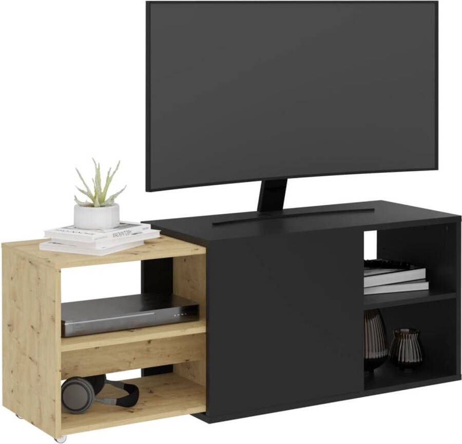 LuxeLivin' Tv-kast met 2 open vakken 133 5x39 9x49 2 cm zwart & artisan eiken