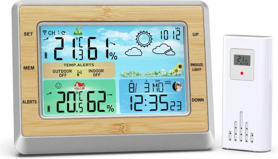 LuxerLiving Weerstation Draadloos Voor Binnen en Buiten Hygrometer Analoog Luchtvochtigheidsmeter