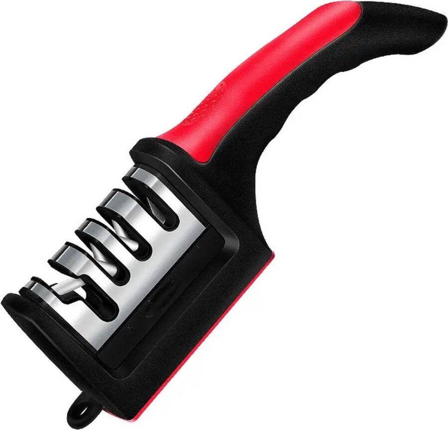 Luxevo 4-in-1 Messenslijper Professioneel Antislip Doortreksysteem Aanzetstaal – Rood