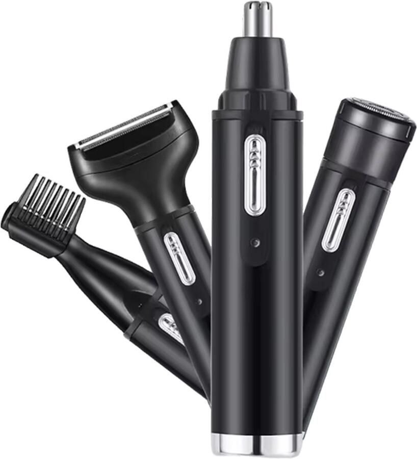 Luxevo Neustrimmer Set van 4 Verschillende Opzetstukken Oplaadbaar Oortrimmer Mannen en Vrouwen Neushaartrimmer Efficiënte en Precieze Verzorging Zwart