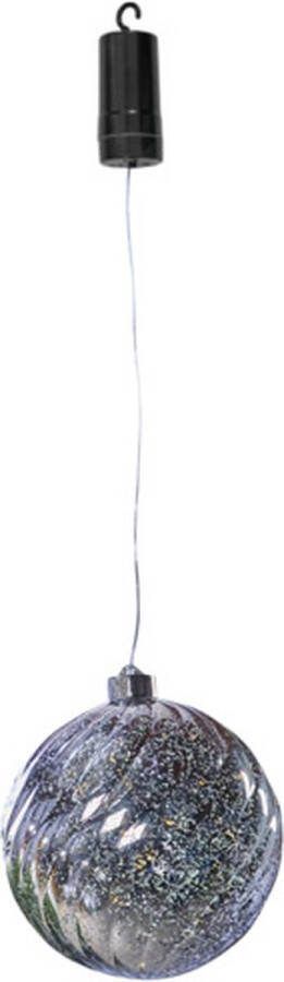 LuxForm Hanglamp op batterijen Ball Swirl LED zilverkleurig