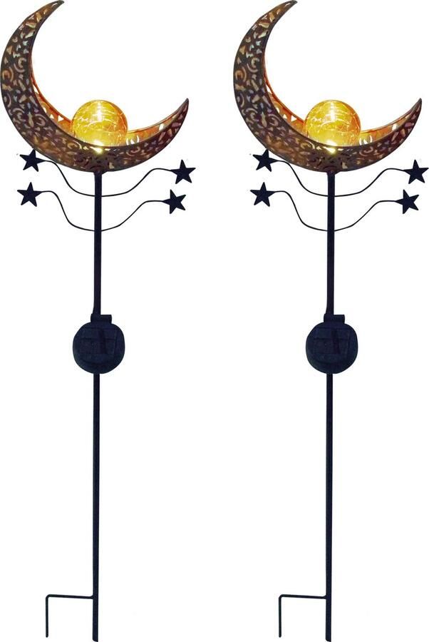 LuxForm Tuinlamp met grondspies Mandala Oranje 2 stuks LED Werkend op zonne-energie