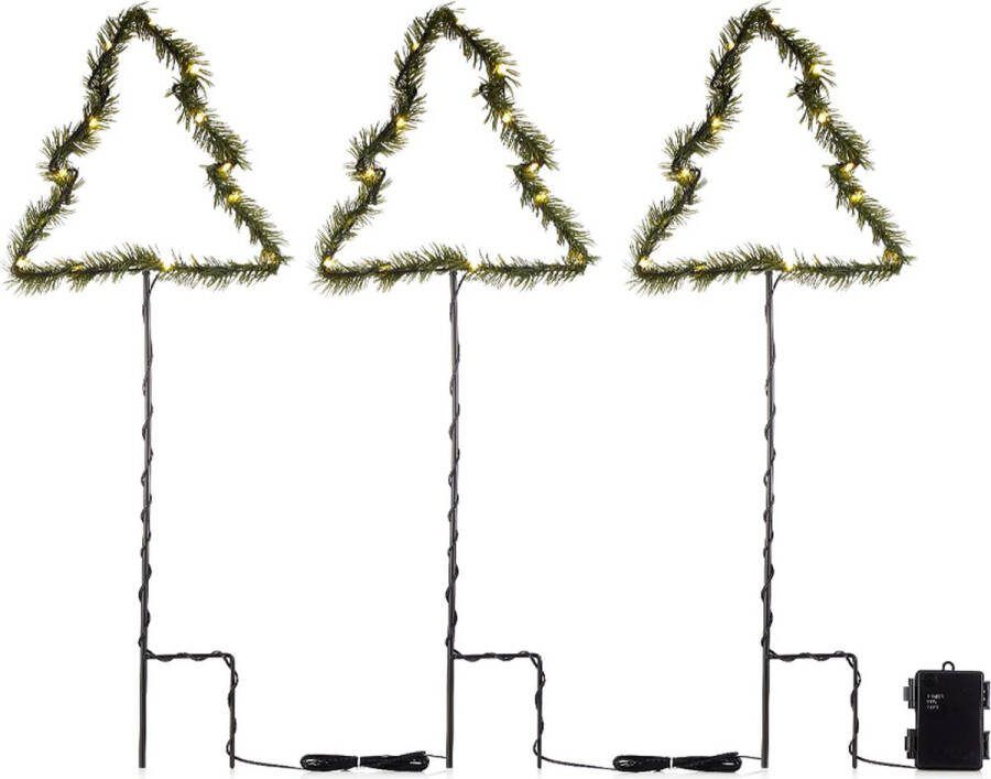 LuxForm Set van 3 Verlichte Kerstboom Tuinpalen