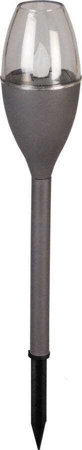 LuxForm Solar tuinlamp 1x grijs LED Flame effect oplaadbaar D6 2 x H38 cm