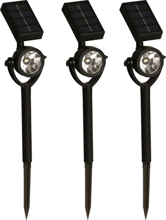 LuxForm Solar tuinlamp spotlamp 3x zwart LED Softtone effect oplaadbaar L8 x B5 5 x H35 cm
