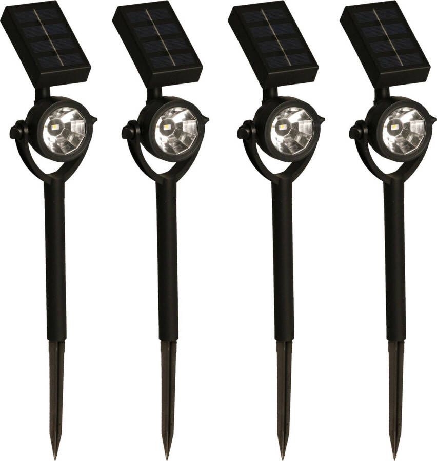 LuxForm Solar tuinlamp spotlamp 4x zwart LED Softtone effect oplaadbaar L8 x B5 5 x H35 cm