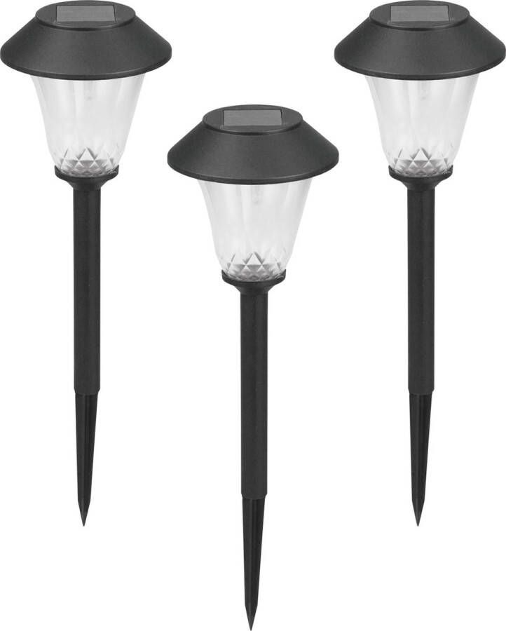 LuxForm St. Tropez Tuinlampen 3 stuks Solar 5 Lumen Zwart Werkend op zonne-energie