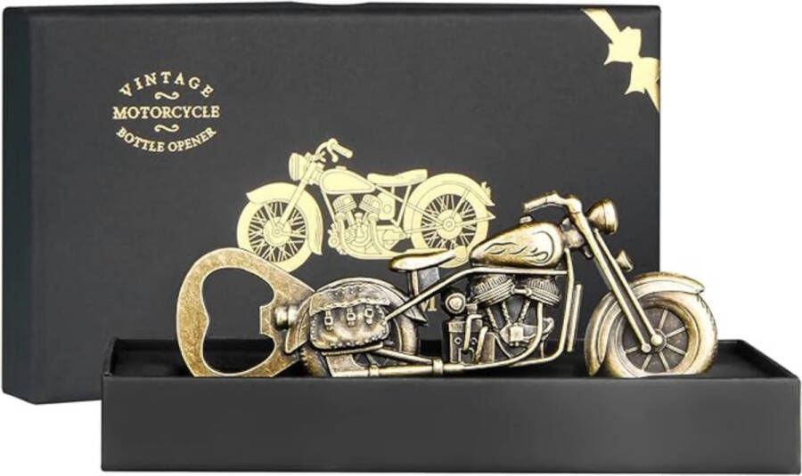 Luxiba Valentijnsdag cadeaus voor mannen vintage motorfiets bier flesopener met 10 stickers 1 wenskaart vaderdagcadeau uniek biercadeau verjaardagscadeau voor hem papa opa echtgenoot vriend