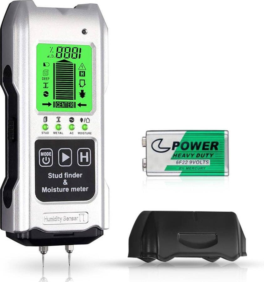 Luxiqo 7 in 1 Digitale Leidingzoeker en Vochtmeter Detector voor Muren Hout Metaal Leidingen Bedrading Vochtmeter voor Hout Muren en Stucwerken Temperatuurmeter in °C