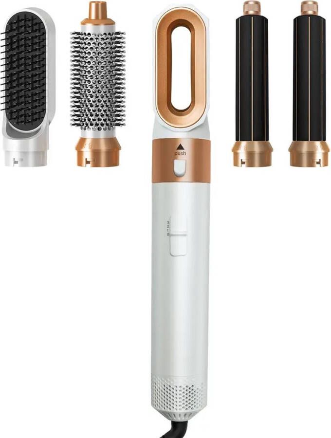 Luxoo Airstyler Krultang 5 in 1 Multistyler Föhnborstel Kort & Lang Haar Wit goud