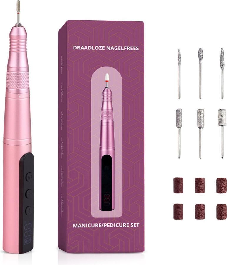Luxor Beauty Nagelfrees Elektrische Nagelvijl Manicure Set Draadloos LCD Scherm 35.000 RPM Inclusief Professionele Nagelbits