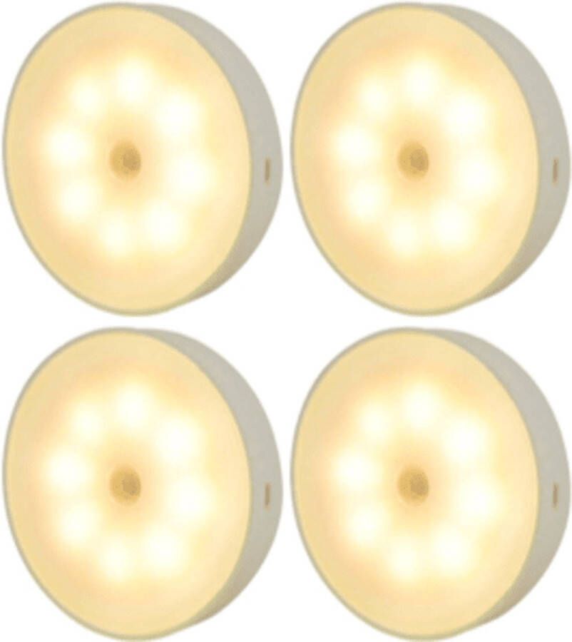 OEM 4 stuks Oplaadbare bewegingssensor lamp op accu draadloos Nachtlampje oplaadbaar met bewegingssensor Kastlicht aluminium Wit Warm licht Luxury Designer