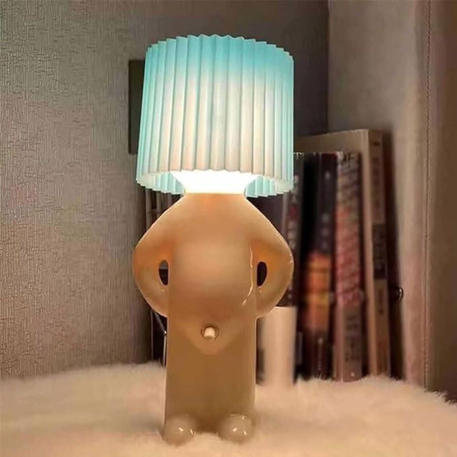 Luxury Designer Tafellamp Bureaulamp Nachtlamp Creatieve lamp Verlegen man Naakte lamp Blauwe lampenkap