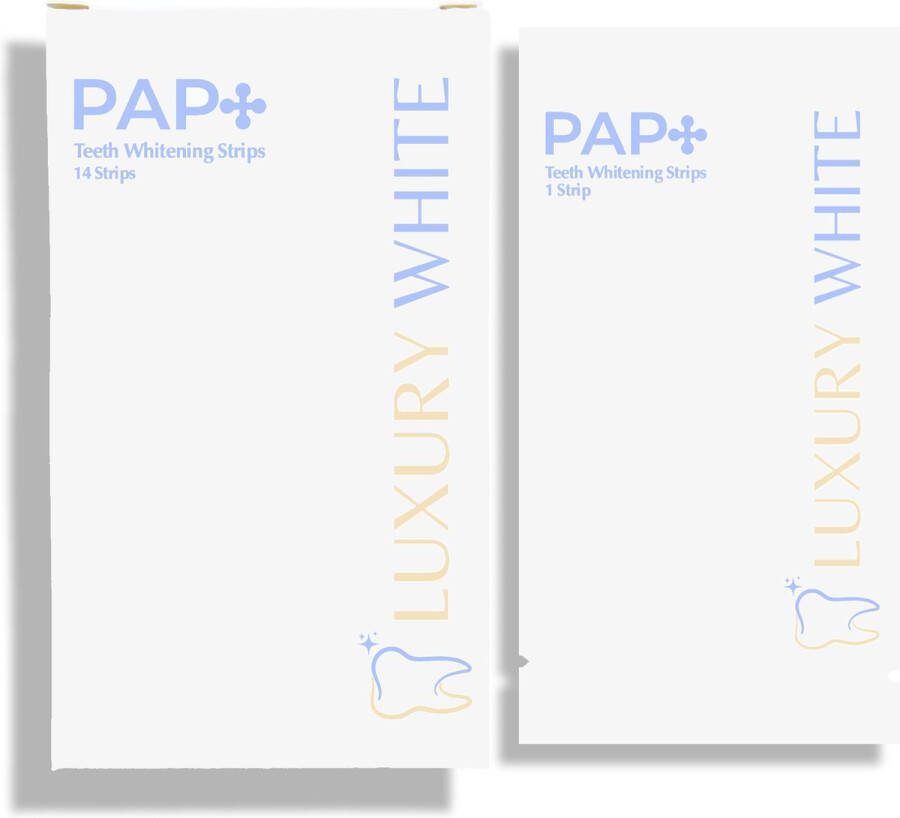 Luxury White PAP+ Whitening Strips Bleek Strips Tandenbleek Set Tandenblekers Tanden Bleken Bleek Set Witte tanden Thuis tanden bleken Crest Free 100% veilig 0% Peroxide Natuurlijke Ingrediënten