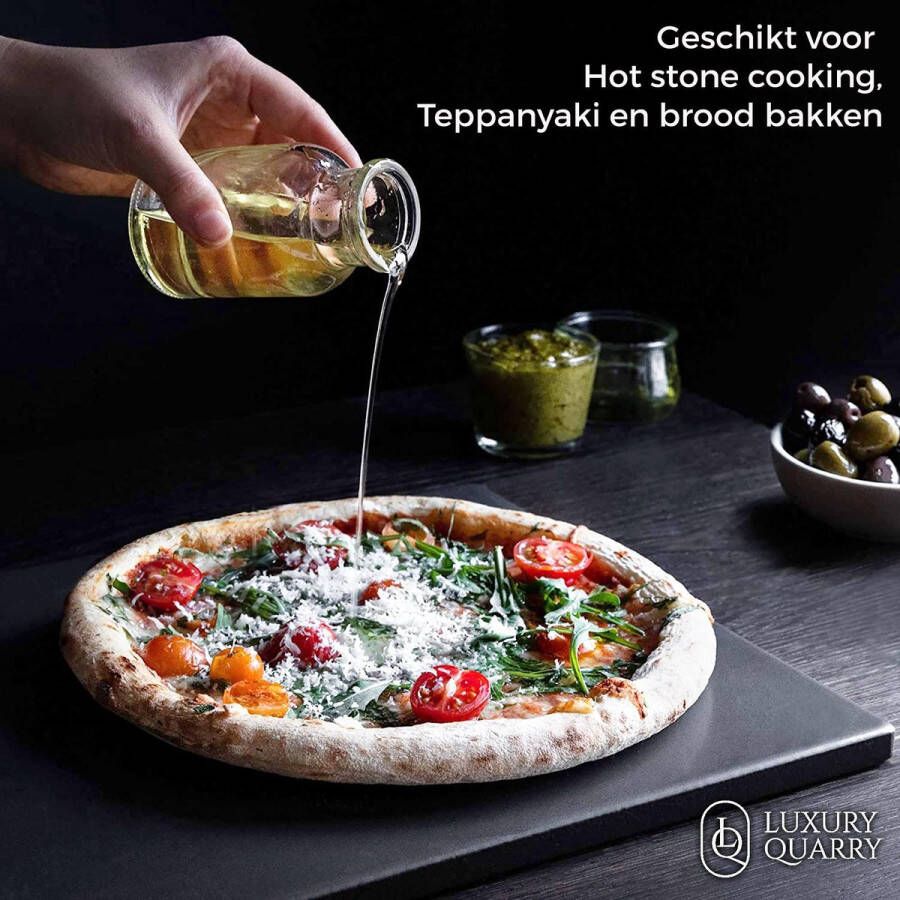 LuxuryQuarry Granieten Pizzasteen BBQ en Oven voor Knapperige Pizza s 38x30x2cm Pizzastenen Pizzaplaat van 100% Natuurlijk Materiaal Pizzasteen Barbecue