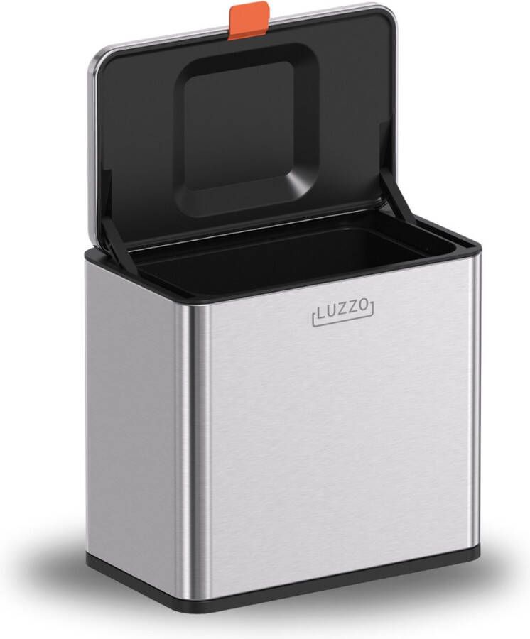 Luzzo Loft Groente Afvalbak Mat RVS Aanrecht Afvalbakje 5 liter met Uitneembare Binnenbak Neerzetten Ophangen Zilver