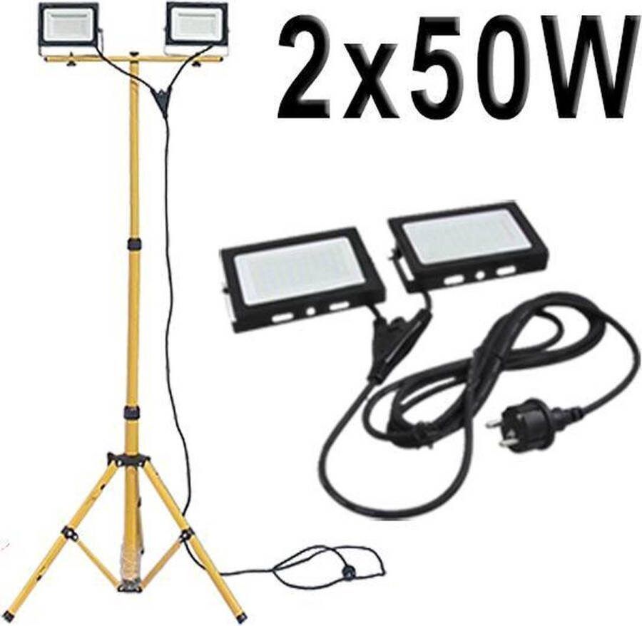 BTRB.nl LED bouwlamp schijnwerper statief 2x50W 5500K
