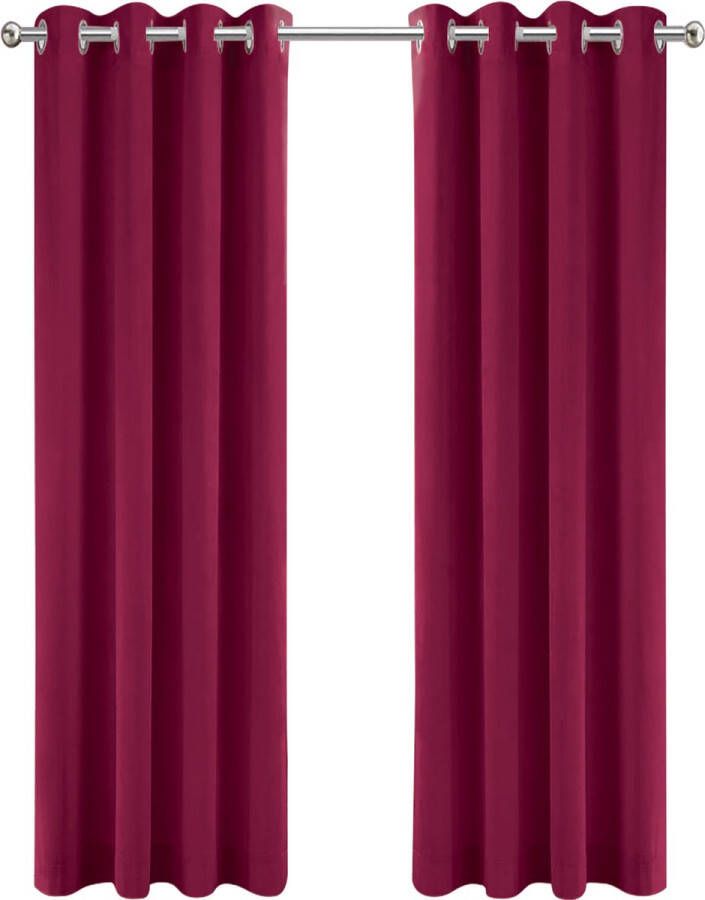 LW collection gordijnen verduisterend kant en klaar rood velvet fluweel 290x270cm