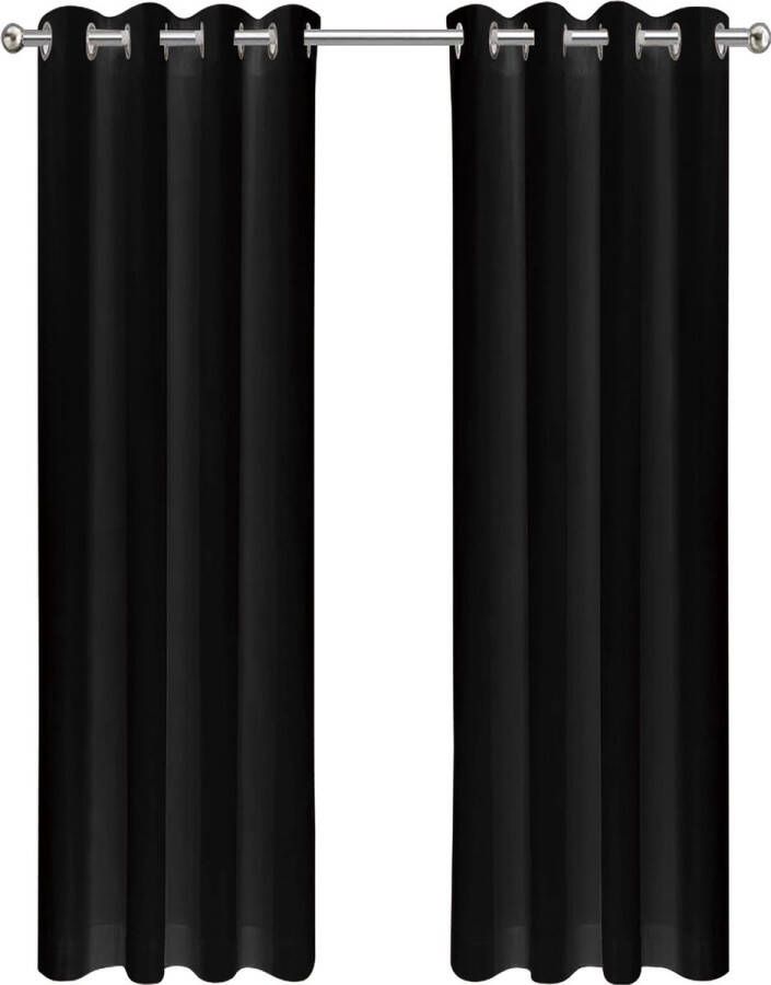 LW collection gordijnen zwart velvet kant en klaar 140x270cm fluweel verduisterend