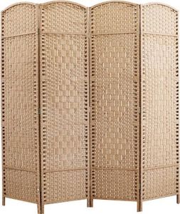 LW collection Kamerscherm bruin kamerschermen 4 panelen scheidingswand bruin 170x160cm paravent kant en klaar