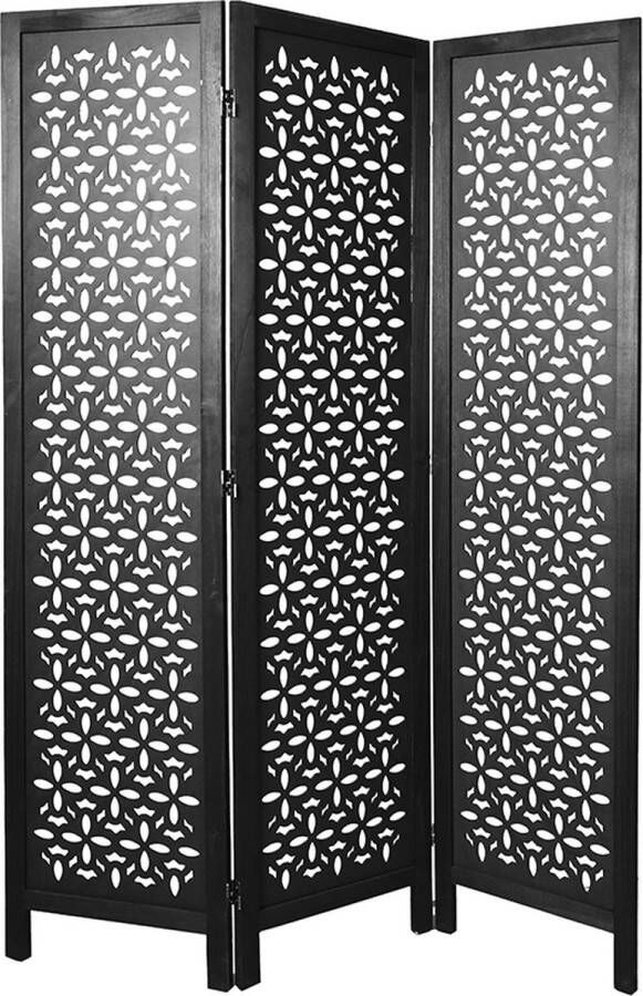LW collection Kamerscherm zwart hout kamerschermen 3 panelen scheidingswand 170x120cm paravent kant en klaar