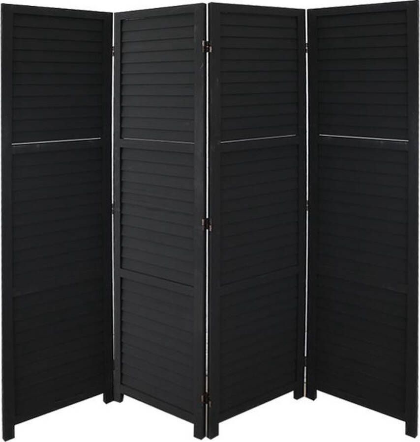 LW collection Kamerscherm zwart hout kamerschermen 4 panelen scheidingswand 170x160cm