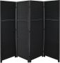 LW collection Kamerscherm zwart hout kamerschermen 4 panelen scheidingswand 170x160 kant en klaar - Thumbnail 1