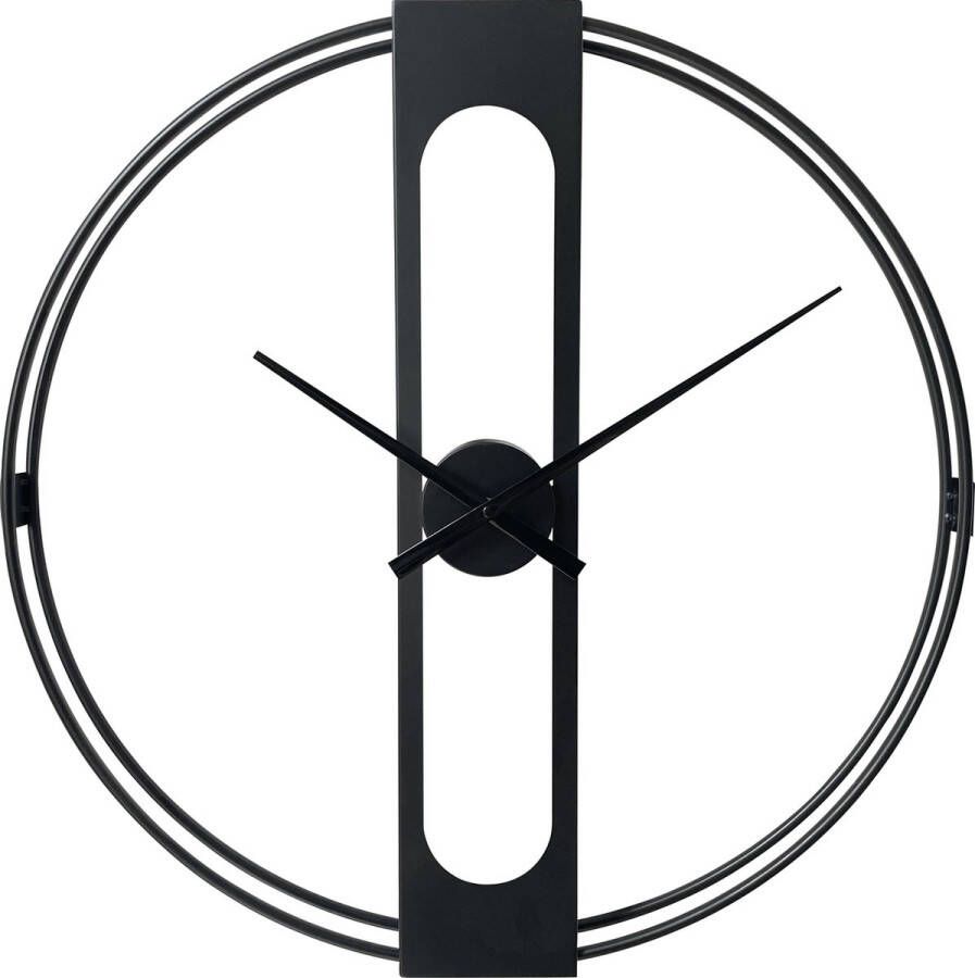 LW collection moderne zwarte wandklok 60cm Industriële muurklok zwart Jayden Minimalistische wandklok zwart- grote wandklok stil uurwerk