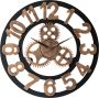 LW collection wandklok Brons zwart 60 cm industrieel grote industriële wandklok met tandwielen Landelijke klok stil uurwerk - Thumbnail 1