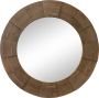 LW collection wandspiegel bruin rond 80x80 cm hout grote spiegel muur industrieel woonkamer gang badkamerspiegel - Thumbnail 1