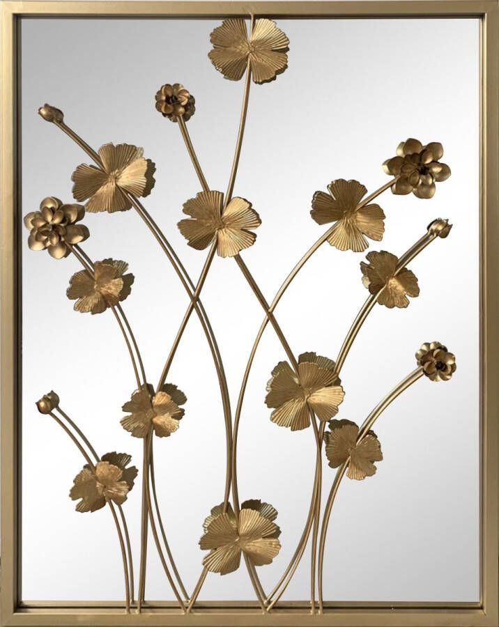 LW collection wandspiegel goud rechthoek 61x70 cm metaal grote spiegel muur industrieel woonkamer gang badkamerspiegel