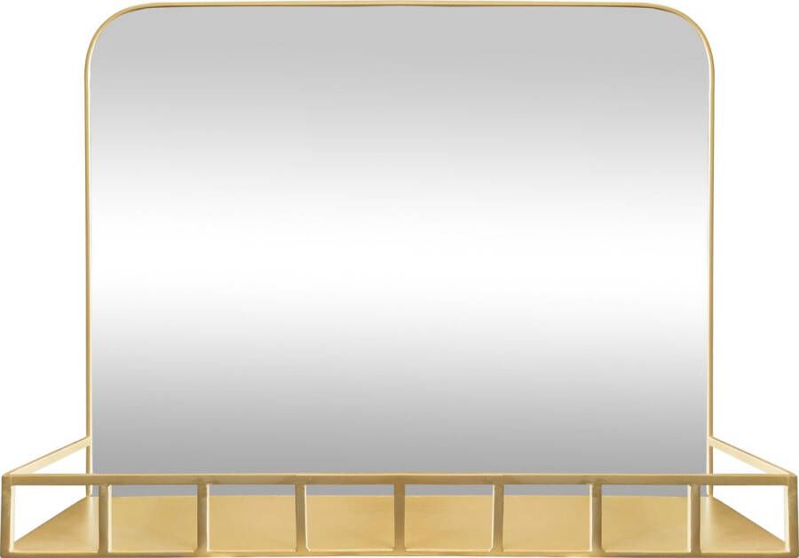 LW collection wandspiegel met plankje goud 63x50 cm metaal grote spiegel muur industrieel woonkamer gang badkamerspiegel
