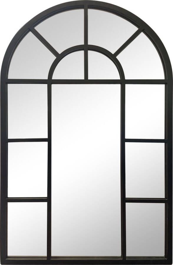 LW collection wandspiegel zwart halfrond 61x97 cm metaal grote spiegel muur industrieel woonkamer gang tuinspiegel tuin spiegel