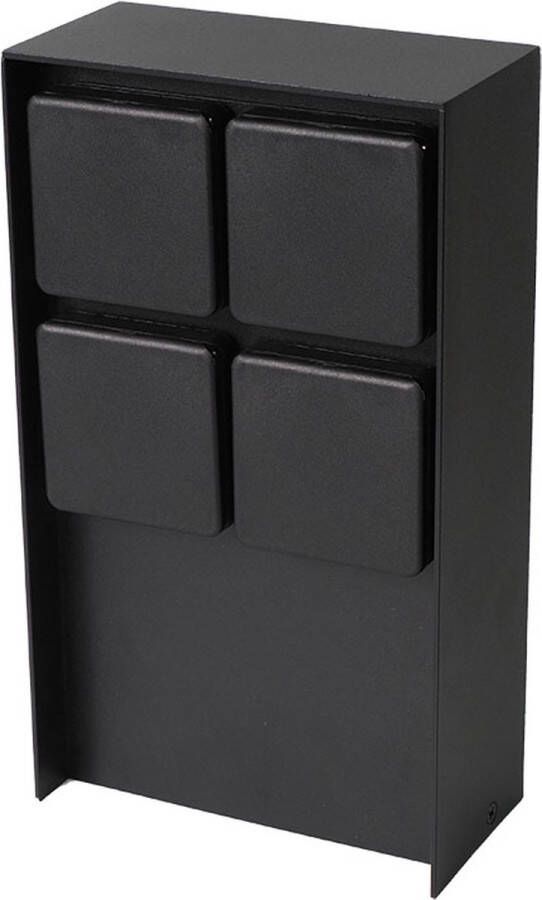 Lybardo Buitenstopcontact op zuil IP44 waterdicht 4 stopcontacten Mat zwart